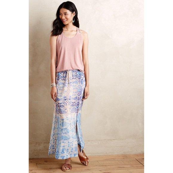 ~SOLD~ Anthropologie Waimea Silk Maxi Skirt - Picture 2 of 9
